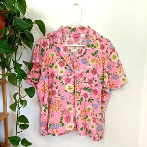 Pink Floral Button Up